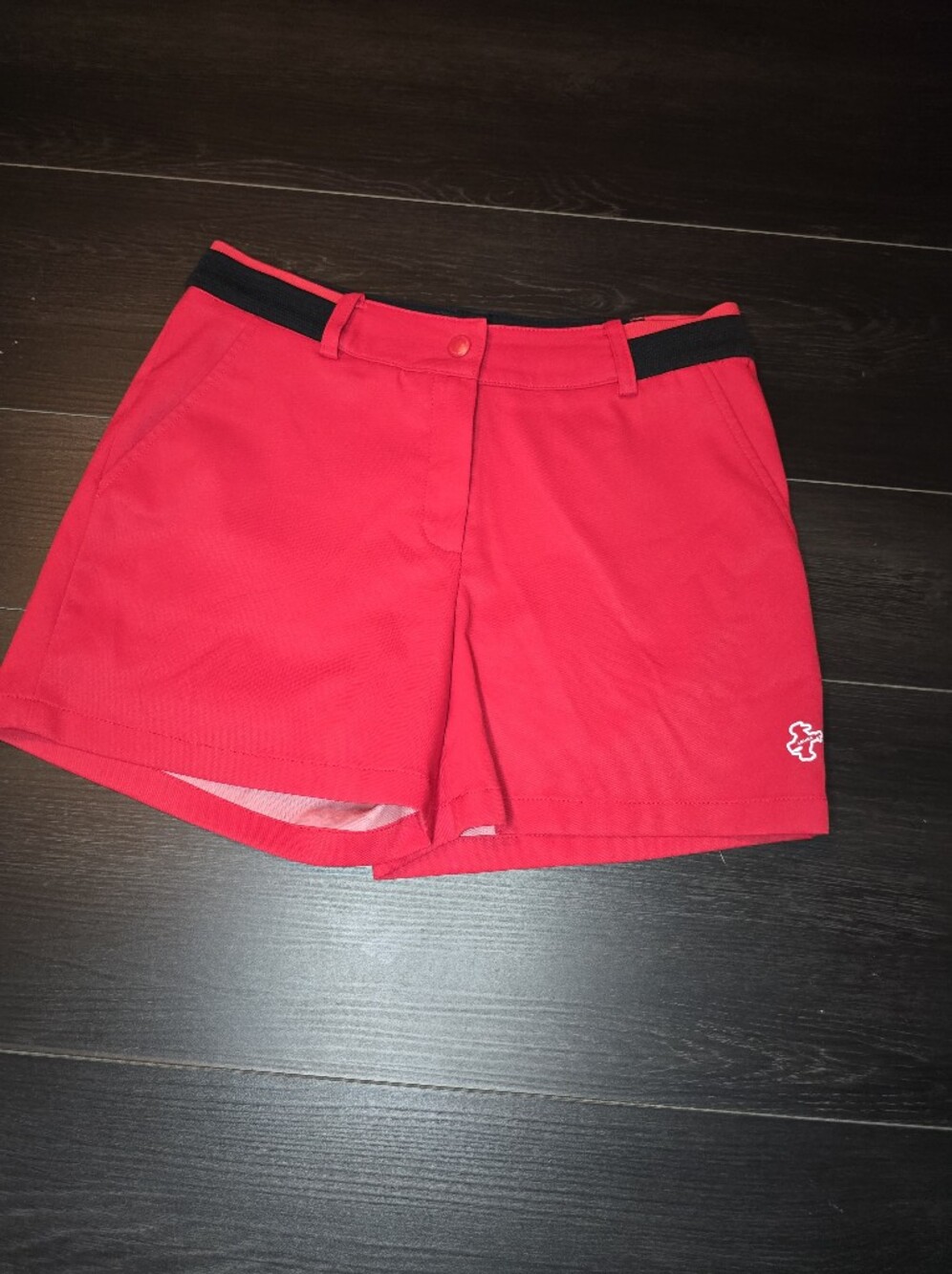 Women's Bright Red Athletic Shorts with Side Slit
